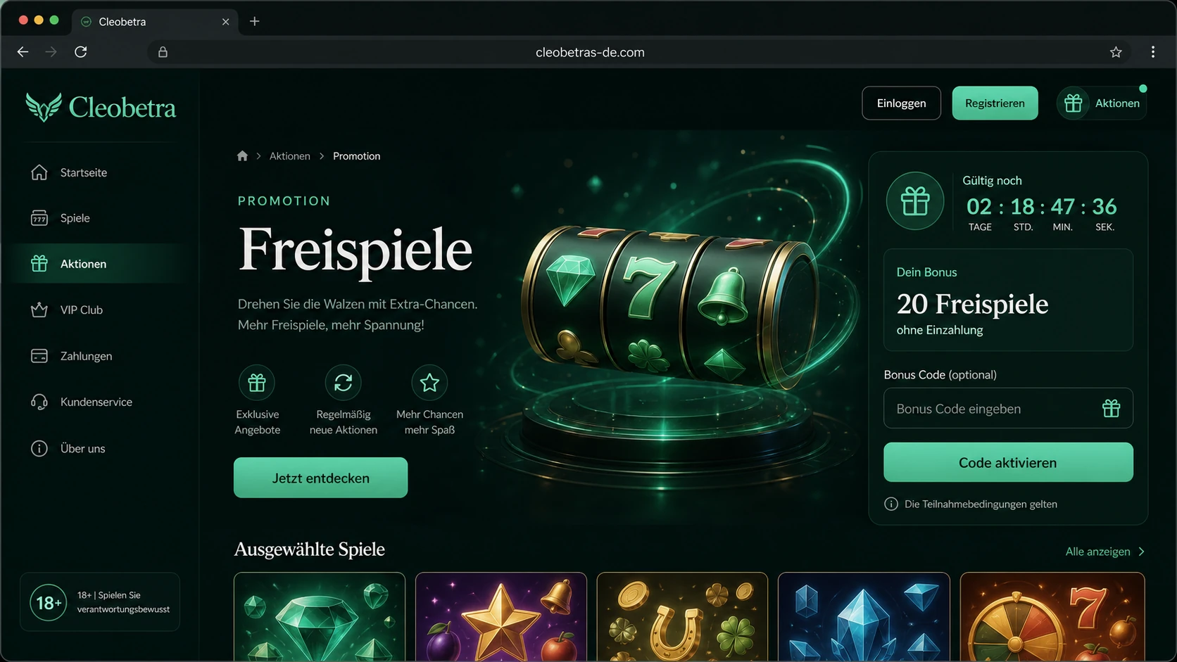Cleobetra Freispiele und Promotionen