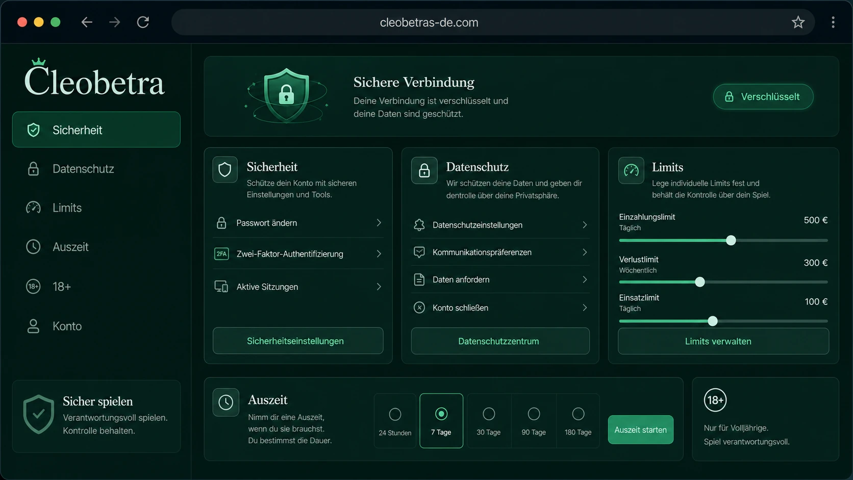 Sicherheit und verantwortungsvolles Spielen